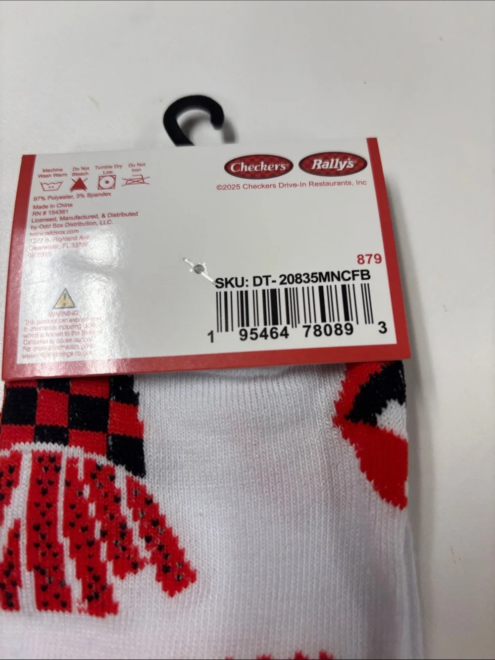 White & Red Graphic Crew Socks - Men
